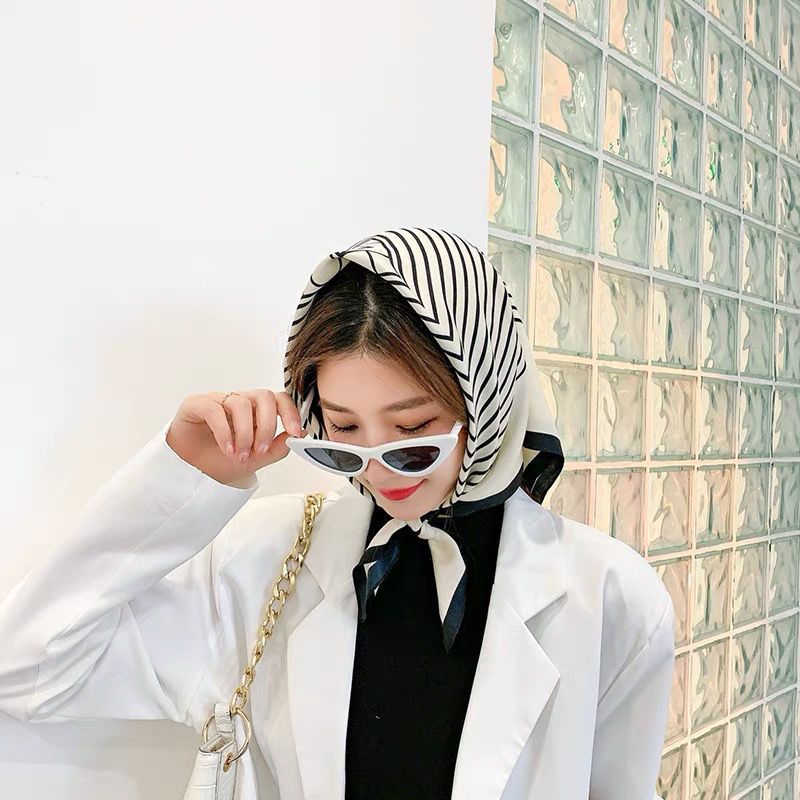 小方巾女早春韩版潮百搭丝巾夏季装饰发带搭配衬衫西装头巾旅游男线条