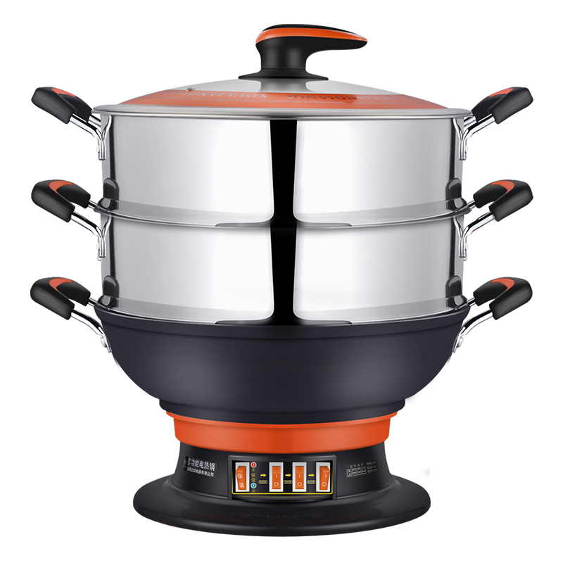 电炒菜炒锅纳丽雅多功能电热锅大容量大超大电炒蒸煮一体锅铸铁大号