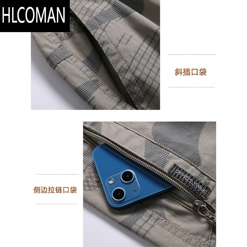 HLCOMAN短裤男夏季2025新款休闲运动百搭爸爸7分直筒中年人七分马裤中裤