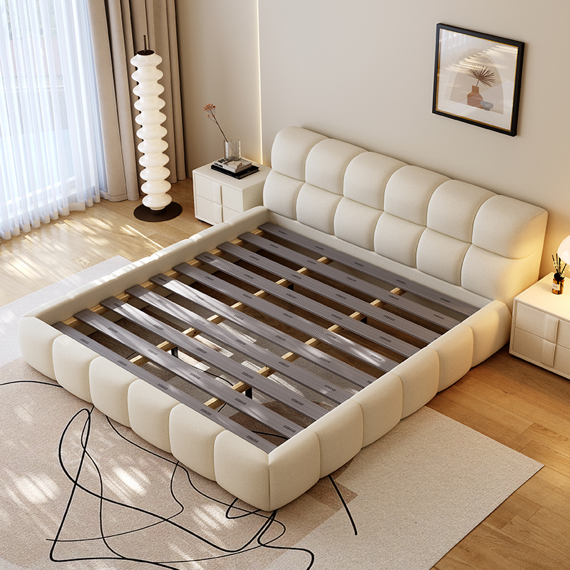 欧梵森 床 意式轻奢科技布床实木床双人床1.8米家用储物主卧床1.5m极简布艺床欧式大床现代简约软包卧室家具床婚床高清大图