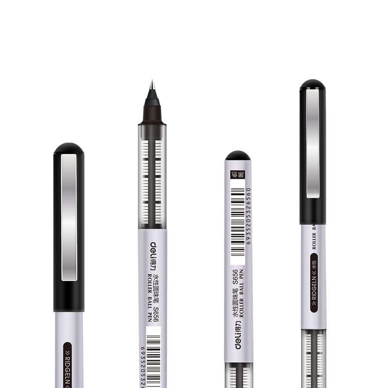 得力S656宝珠笔0.5mm (黑)(12支盒) 碳素水笔 签字笔 办公笔 中性笔