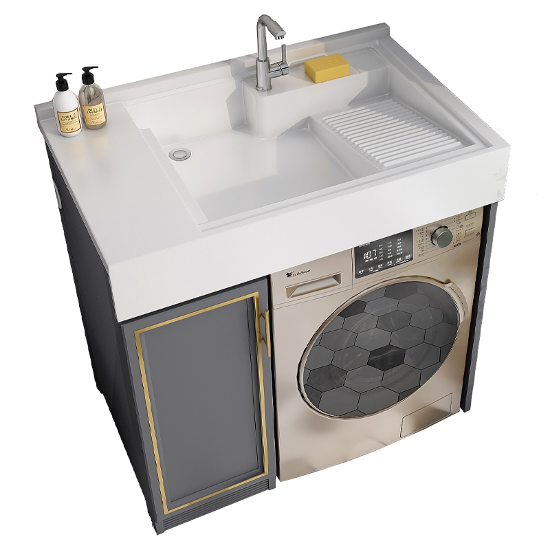 它墅定制太空铝阳台小户型洗衣柜组合洗衣机脸盆柜子一体洗衣池伴侣带