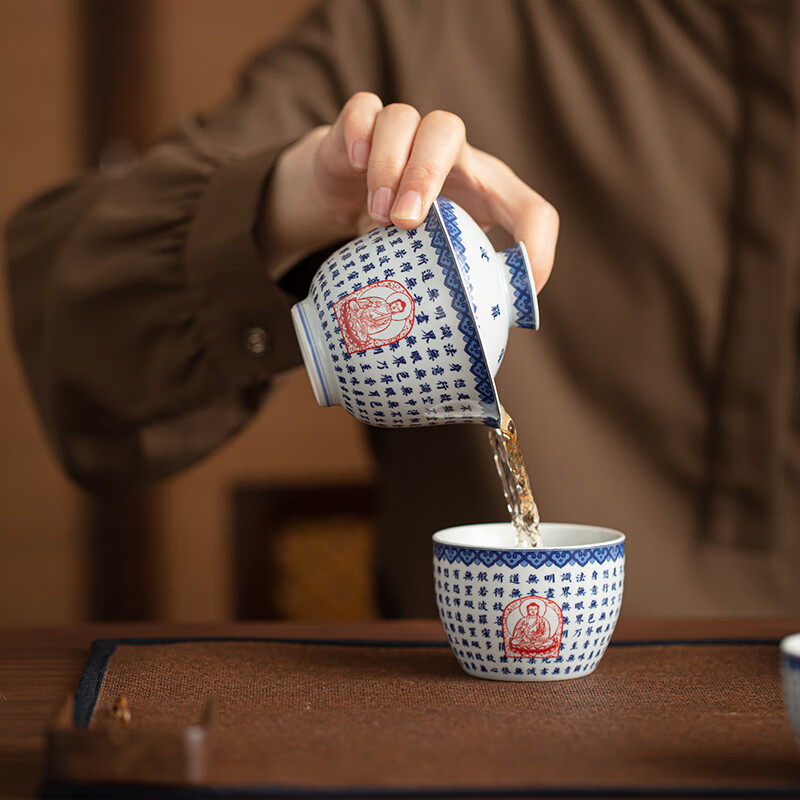 苏氏陶瓷/SUSHI CERAMICS SS010 青花心经盖碗小套装 (单位:套)高清大图