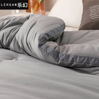 乐幻(LEHUAN)家纺 日式千鸟格立体水洗棉被子休闲格子冬被 单双人秋冬保暖斜纹羽丝绒春秋被学生被芯绗缝纤维被