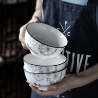 苏氏陶瓷( SUSHI CERAMICS)面碗 蒲公英简约家用陶瓷汤碗6英寸2个只装中餐具套装