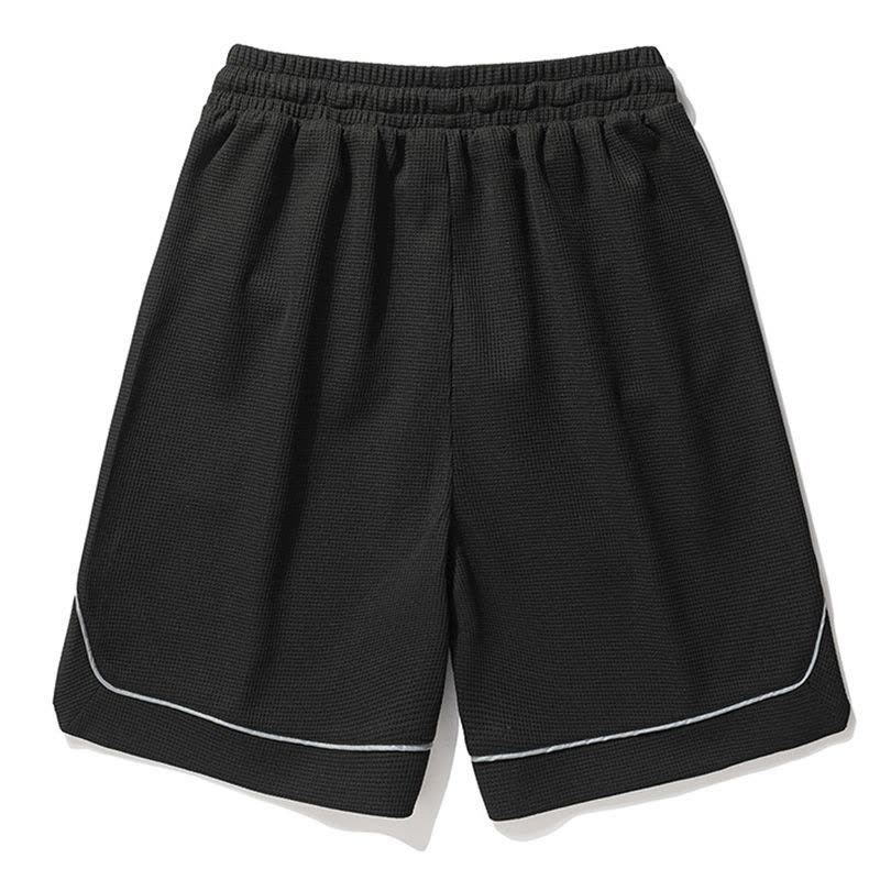 真维斯华夫格休闲运动五分裤男2022新款过膝短裤透气跑步篮球裤子图片