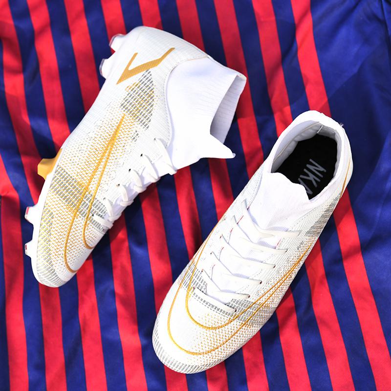 尘贺 c罗足球鞋男高帮初中学生防滑耐磨fg长钉成人ag碎钉梅西cr7