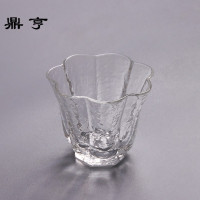 鼎亨日式六角砂砾品茗杯主人杯玻璃锤目纹小茶杯耐热功夫茶具