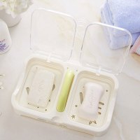 收纳用品双格沥水肥皂盒卫生间大号翻盖带手提带盖香皂架手工皂盒收纳盒生活日用