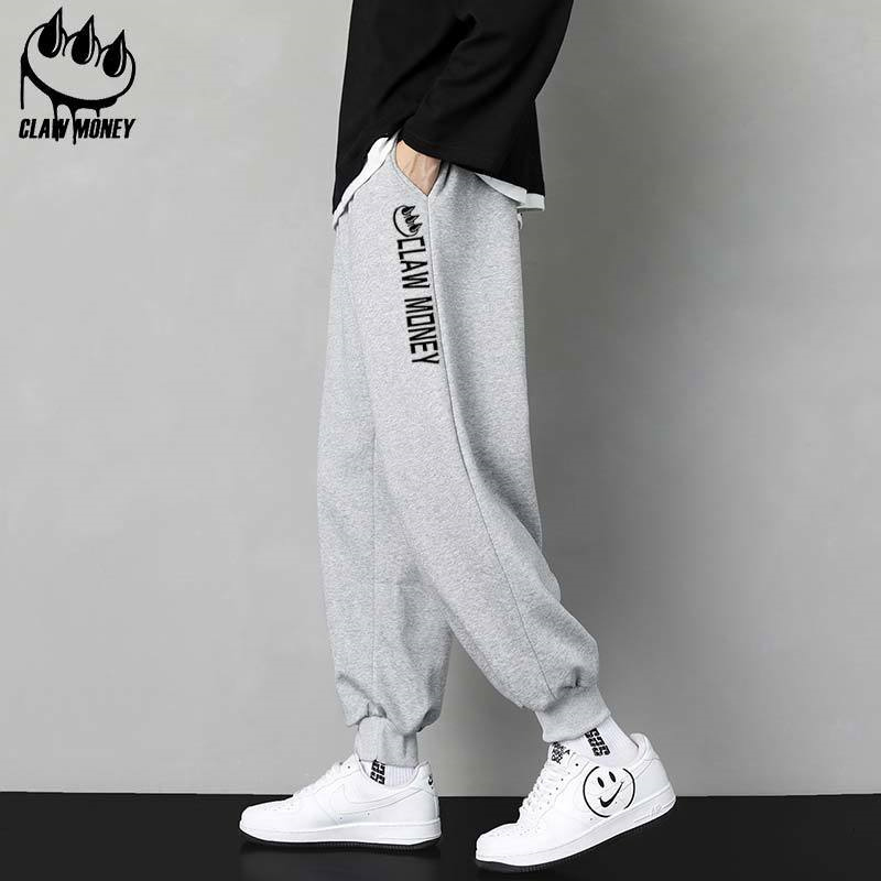 Claw Money休闲裤子男冬季加绒宽松百搭潮流束脚九分春秋运动卫裤