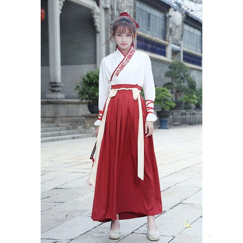 复古传统汉服绣花交领襦裙日常武侠风情侣装CP装团服套装男女班服fjq