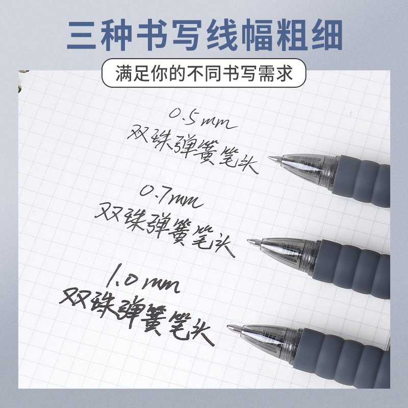 宝克(BAOKE)PC1933 1.0mm臻软握按动中性笔 大容量速干水性笔 学生考试专用刷题笔 黑色 12支/盒 1盒