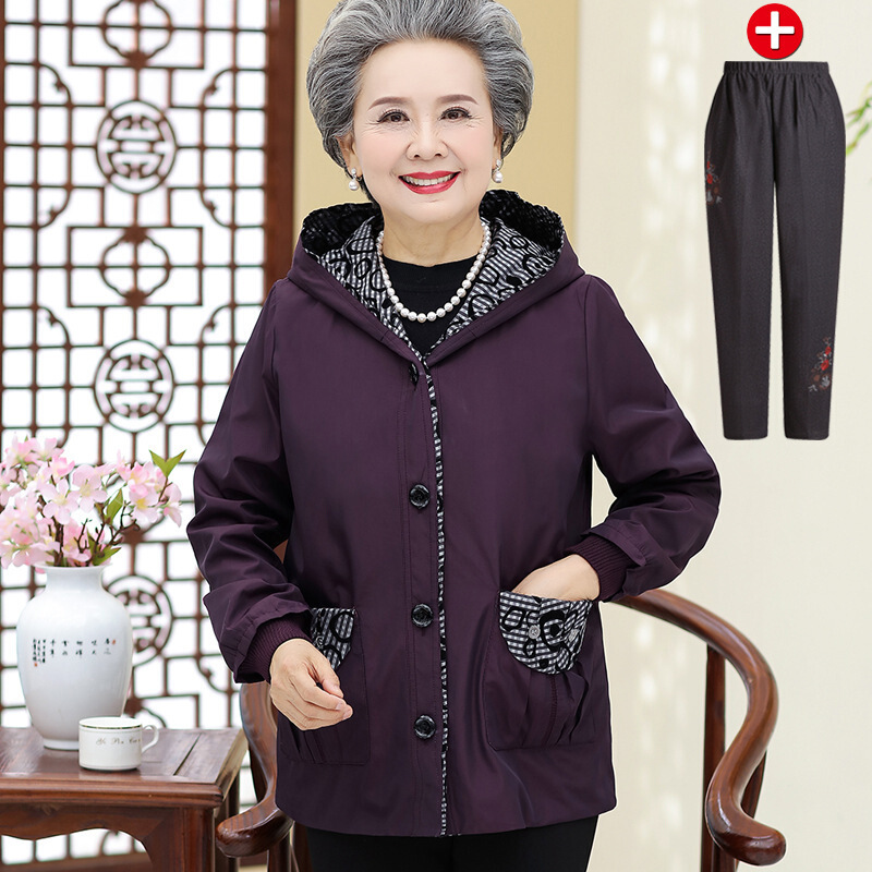 迪鲁奥(DILUAO)高端品质中老年人女装秋装婆婆薄款外套老人妈妈60-70岁80奶奶春秋上衣服