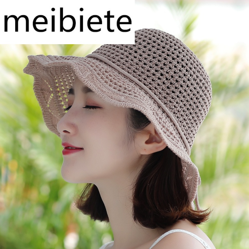 美别特 Meibiete 帽子小清新韩版蝴蝶结棉麻遮阳帽子女夏沙滩大檐帽可折叠太阳帽 价格图片品牌报价 苏宁易购ck奥美专营店