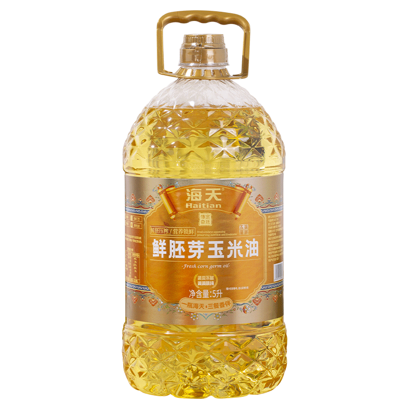 海天食用油家用鲜胚芽玉米油大桶5L装高清大图