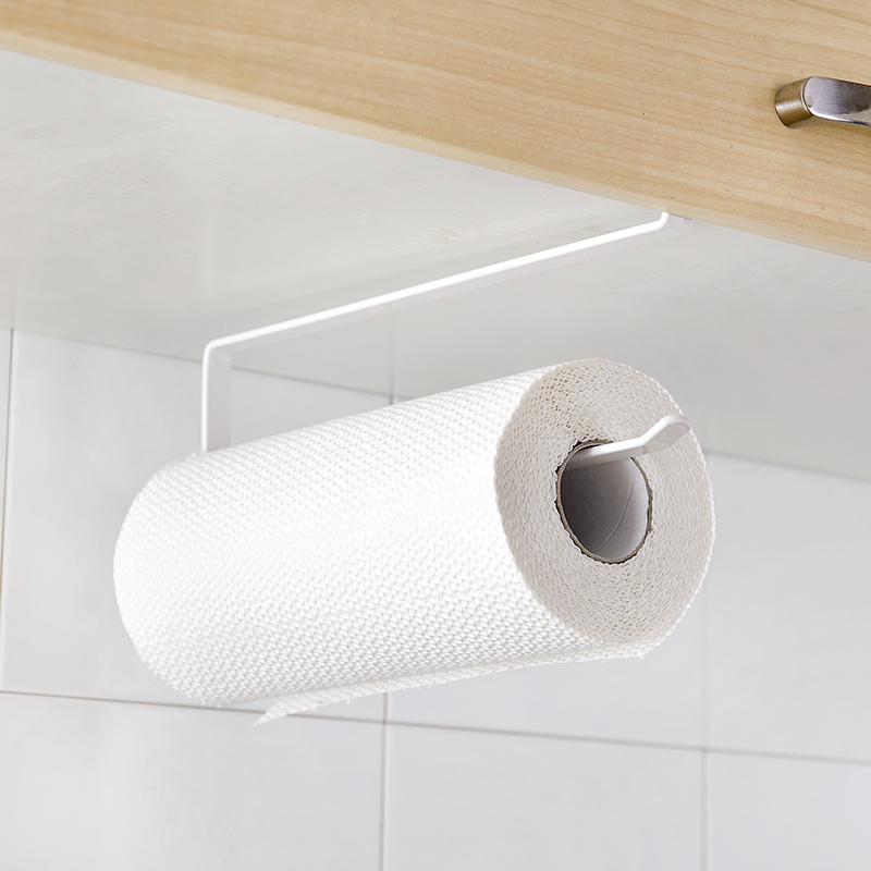 壁挂式厨房纸巾架铁艺橱柜卷纸架免打孔保鲜膜收纳架厨房用纸挂架