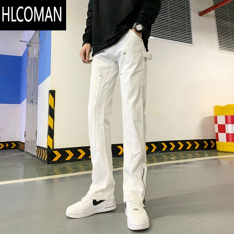 HLCOMAN牛仔裤男士直筒宽松美式裤子男生潮流男裤2024新款黑色长裤