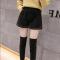 2021冬新款金丝绒高腰夹棉加厚阔腿短裤女百搭显瘦打底外穿靴裤女 黑色 S 建议75-90斤