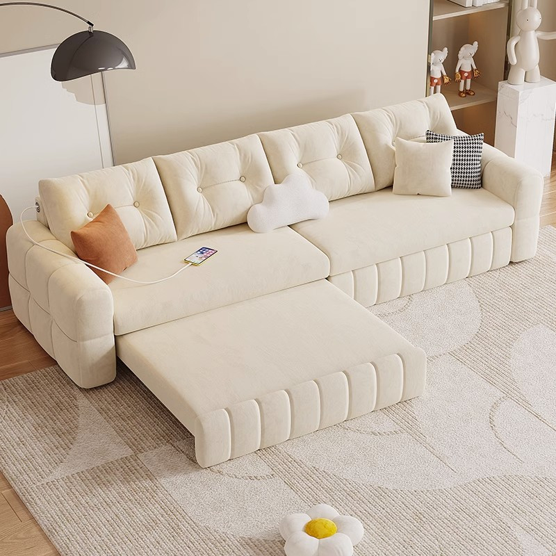 折叠沙发床两用小户型客厅多功能知渡耐磨猫爪绒布双三人组合直排沙发