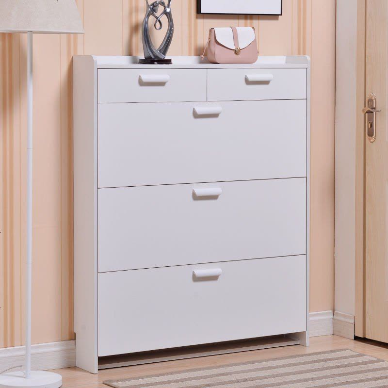 口超薄翻斗鞋柜实木纹大容量环保鞋架简约现代多功能组装厅柜 单抽55长*17厚*120高图片