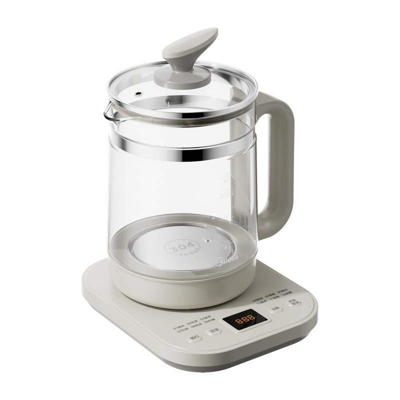 美的(Midea)养生壶MK-YS18P506D办公室1.8升家用多功能煮茶器烧水壶全自动加厚玻璃恒温电热水壶