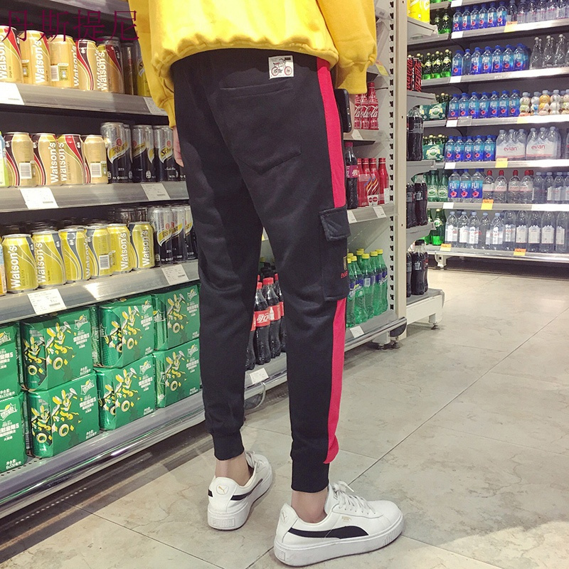 ins超火的裤子男新款韩版潮流秋季宽松青少年九分裤休闲裤运动裤