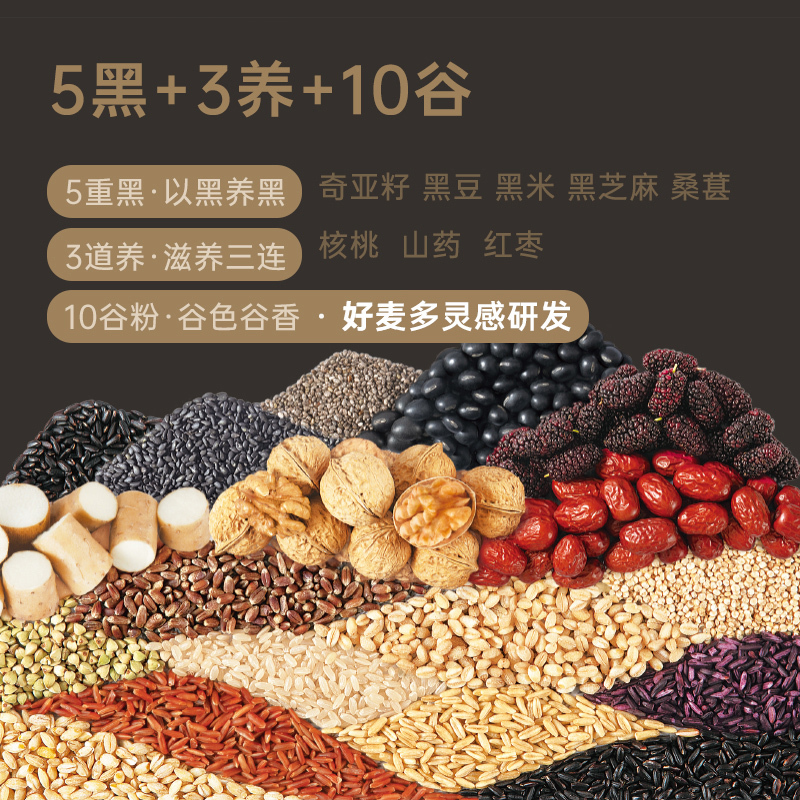好麦多 黑芝麻核桃奇亚籽十谷粉-500g*2
