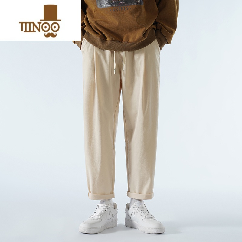 YANXU直筒裤子男宽松款阔腿运动卫裤休闲长裤垂感咖啡色大码小脚高清大图