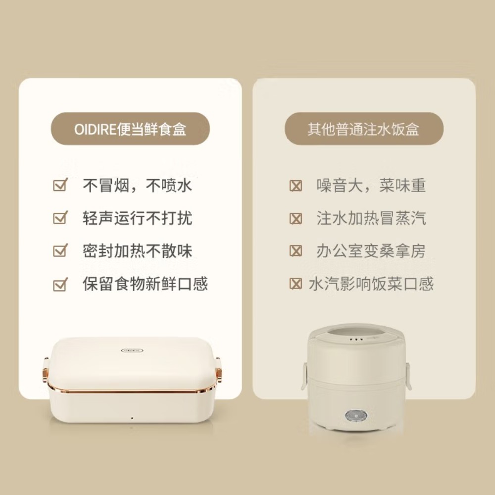 OIDIRE加热饭盒免注水电热饭盒保温饭盒上班族带饭热饭神器便携式自加热饭盒 便携 0.8L -ODI-FH21 电热饭高清大图