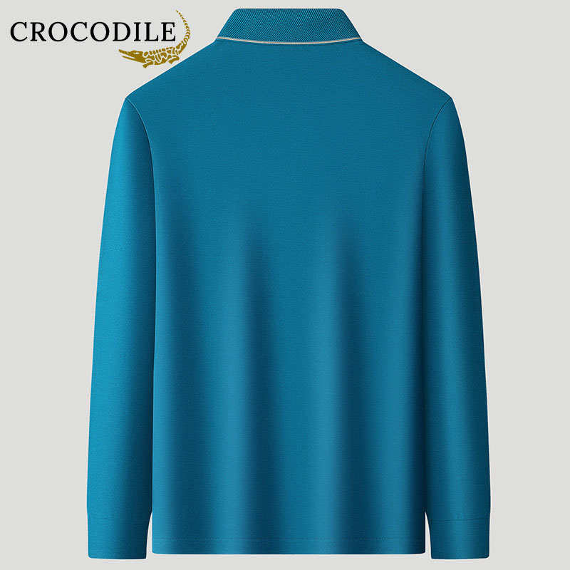 鳄鱼恤CROCODILE 男士商务百搭全棉舒适刺绣长袖POLO衫高清大图