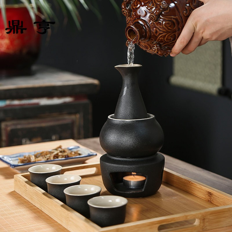 鼎亨温酒器暖烫酒壶简约家用清酒黄酒白酒具套装中式烛台加热煮酒