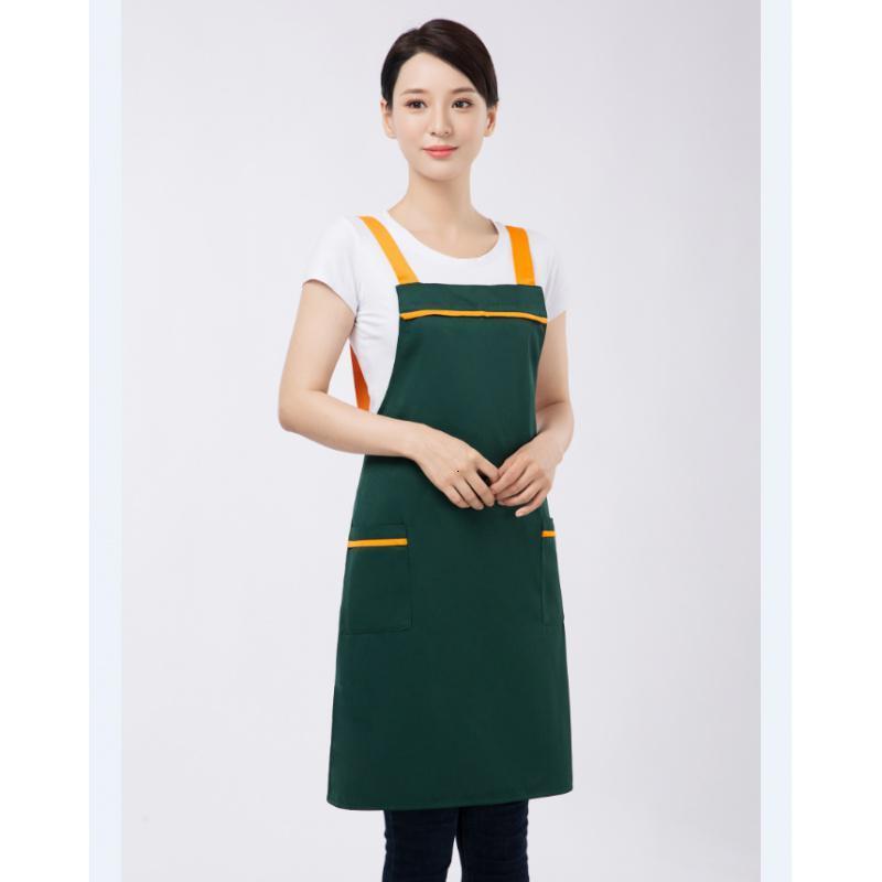 韩版时尚围裙定制logo印字生鲜超市水果店快餐奶茶店工作服围腰女