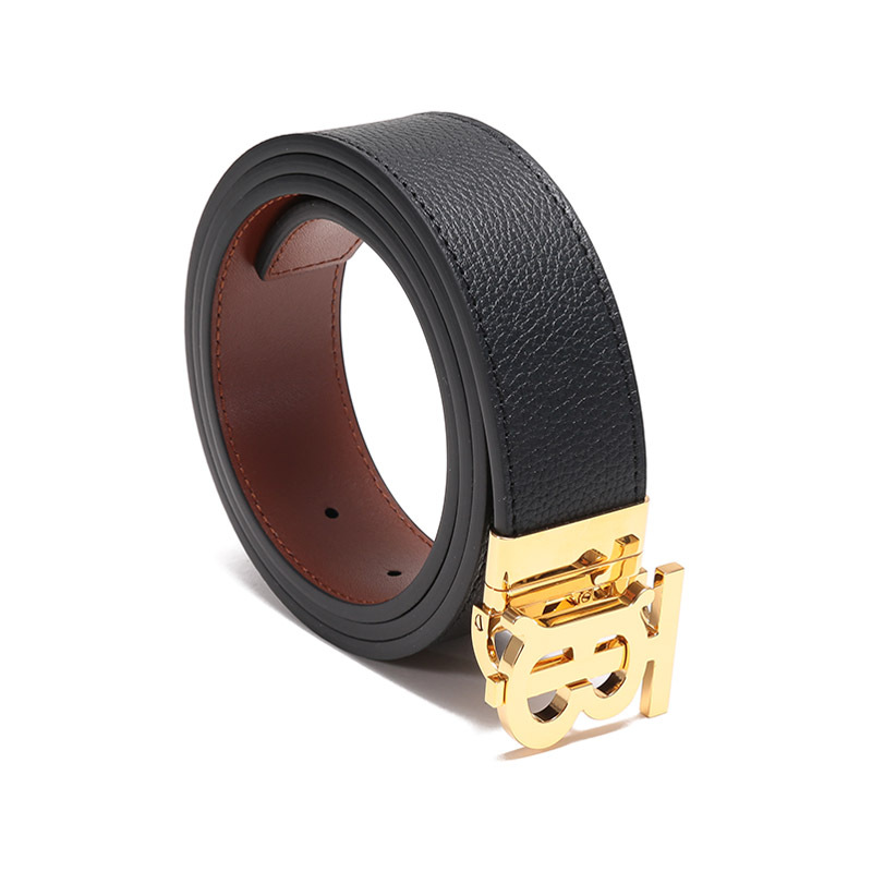 博柏利burberry男款牛皮革搭扣不可裁剪双面旋转皮带腰带8066650