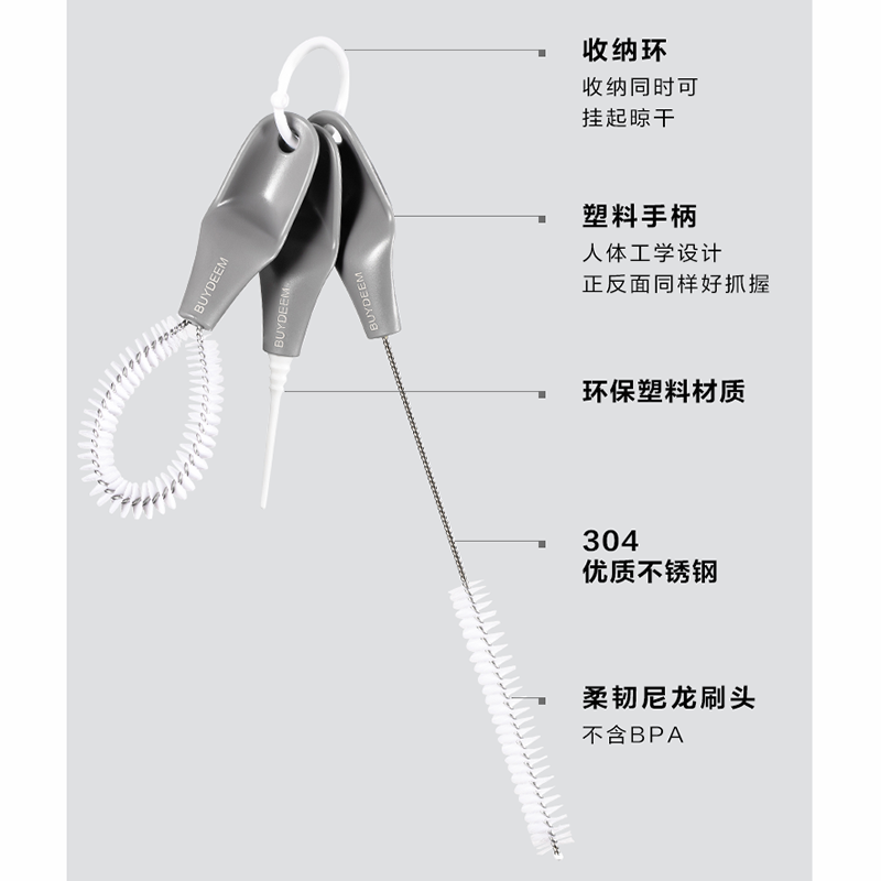 [内蒙地区可发]北鼎 CA2011[清洁套刷]灰色 三支装高清大图