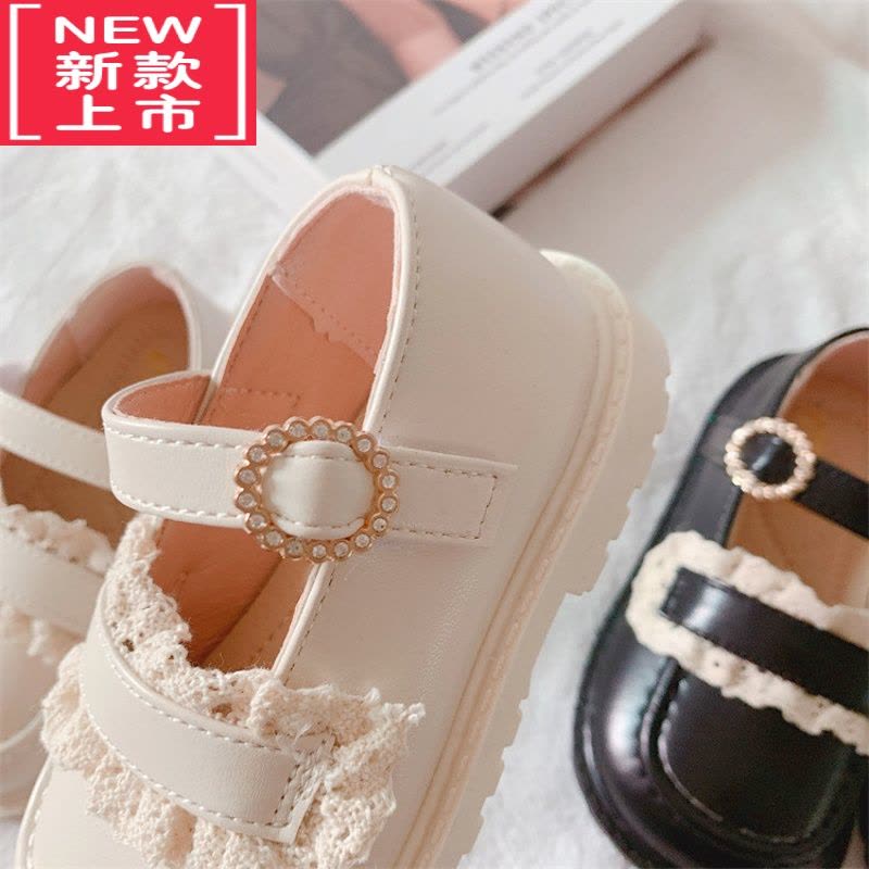 可莉允2022年春季新款童鞋小女孩甜美花边公主鞋韩版气质简约女童单皮鞋运动休闲鞋图片