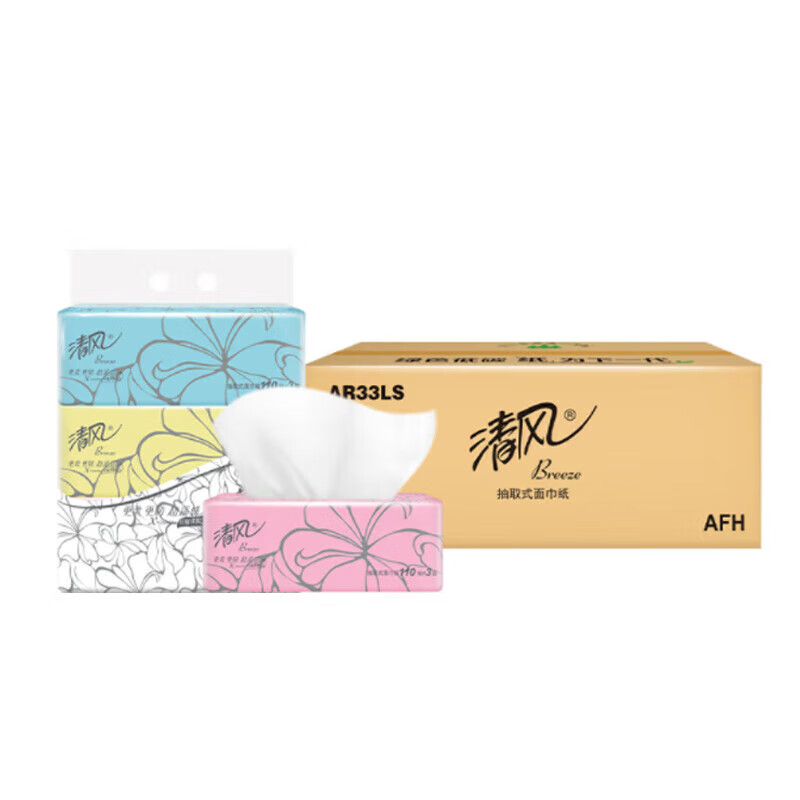 清风超质感系列抽纸24包(3层110抽)AR33LS1 整箱 24包