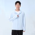 新款户外冰丝原纱防晒衣男透气防紫外线连帽皮肤衣厚 XL 原纱浅蓝色无帽檐