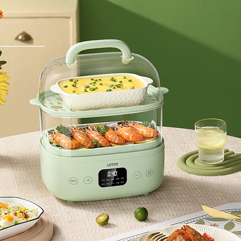 徕多电蒸锅6L大容量功能多样可预约快速蒸汽绿色DZG-1-LS高清大图