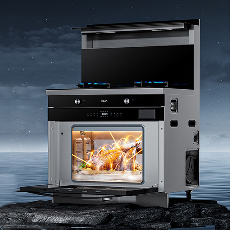 老板集团名气(mq) 集成灶蒸烤一体灶家用侧吸下排抽油烟机燃气灶60l大