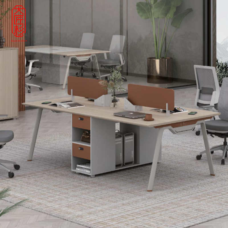 大匠杉 办公桌电脑桌屏风桌四人位 DPFZ059高清大图