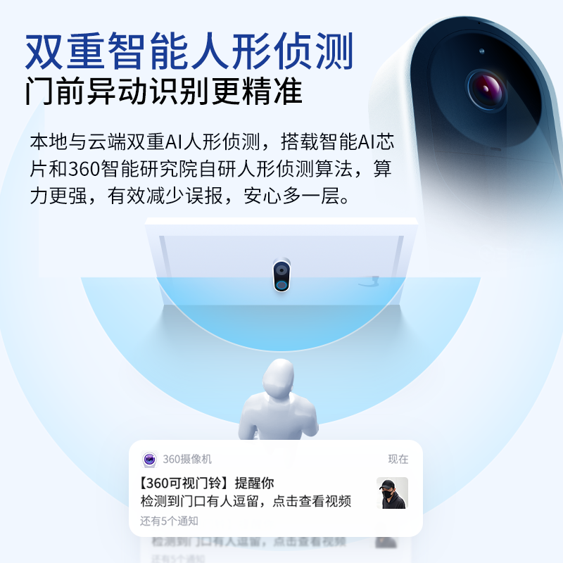 360智能门铃5pro升级版高清夜视远程通话无线门铃家用安防高清大图