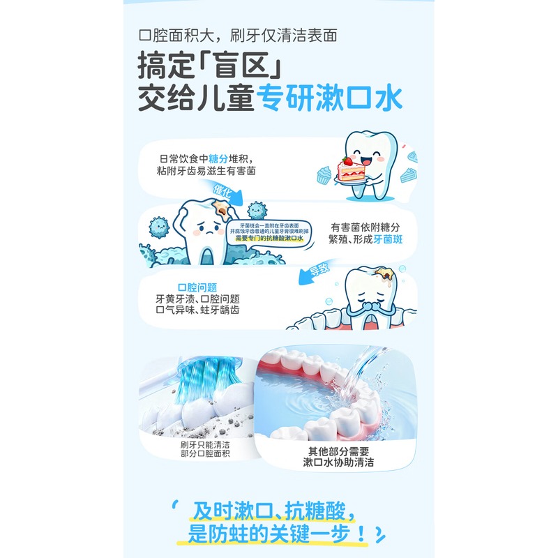 润本 儿童抗糖酸防蛀漱口水250ml*2高清大图