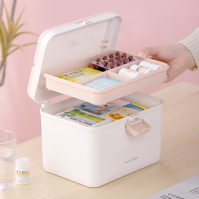 茶花(CHAHUA)收纳盒 多功能家用医药箱 手提塑料多层药品整理箱收纳箱 1只高清大图
