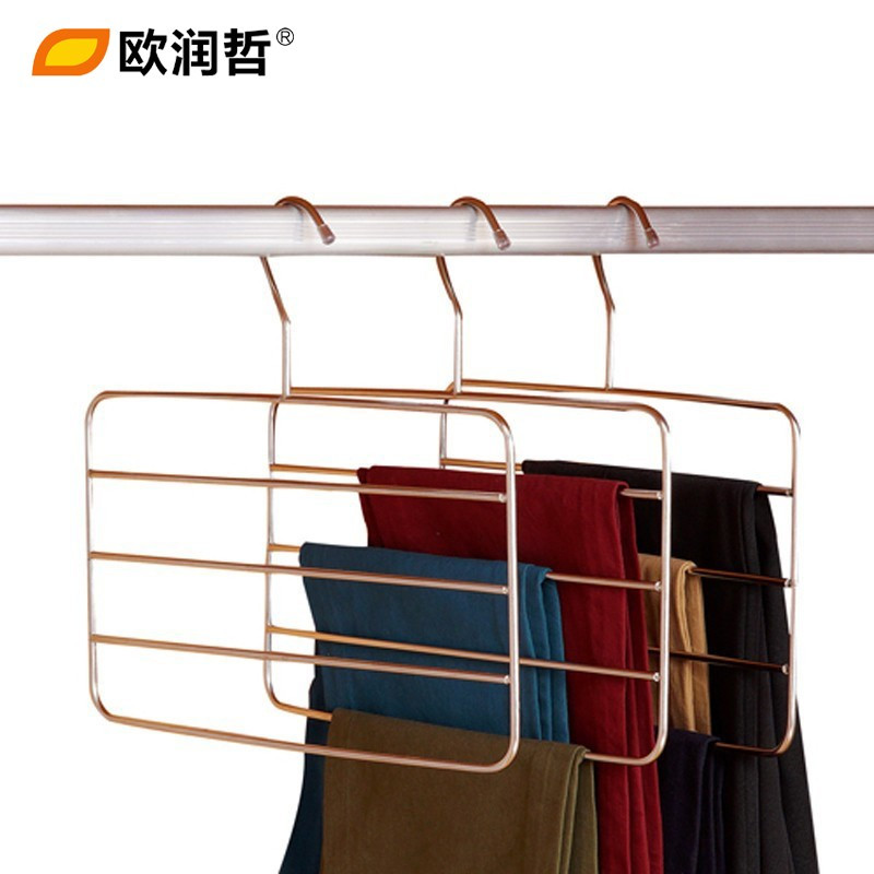 欧润哲(ORANGE) 3只装不锈钢多层裤架 衣柜裤夹子 衣物整理架 晾晒收纳架 106680
