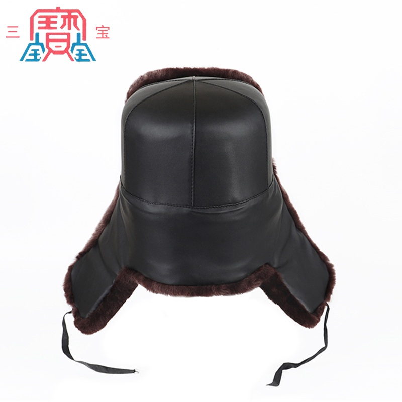 三宝布面仿羊剪绒安全帽防寒帽