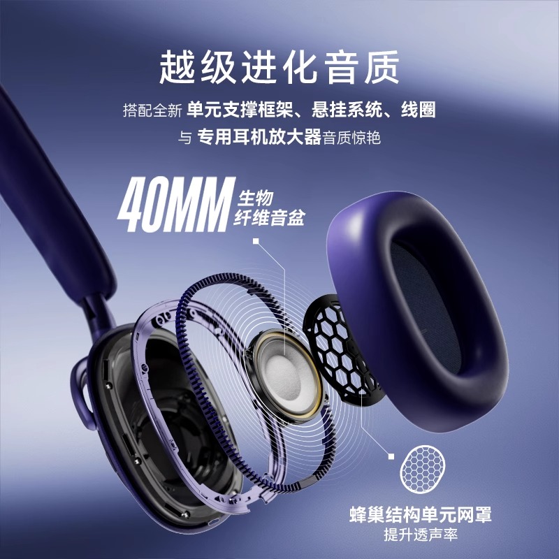 2025旗舰新款 | B&W宝华韦健Px7s3三代蓝牙耳机无线头戴HiFi降噪紫霞蓝高清大图