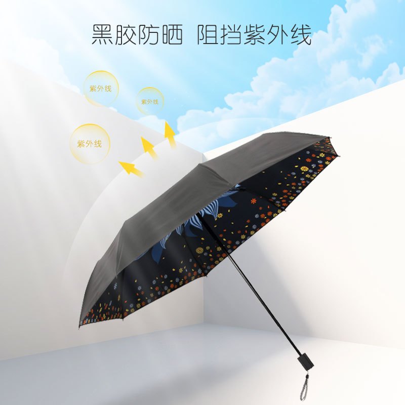 防晒防紫外线黑胶遮阳折叠便携太阳伞晴雨两用伞女 伞