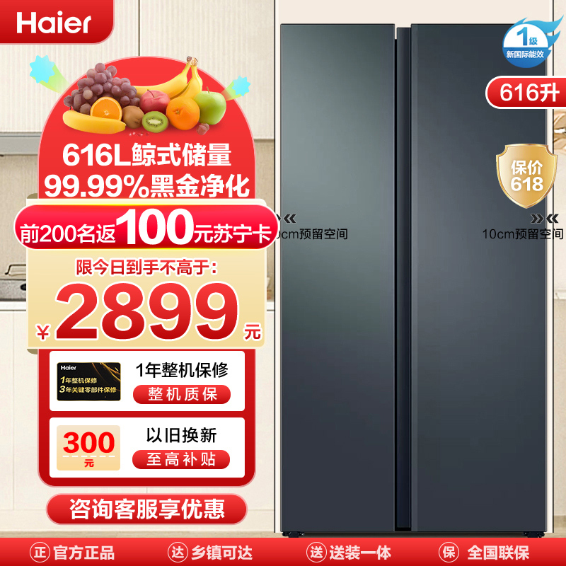 (Haier)616ԿųǶ ʽ ڽ𾻻 ˫ƵһЧ BCD-616WGHSSEDC9