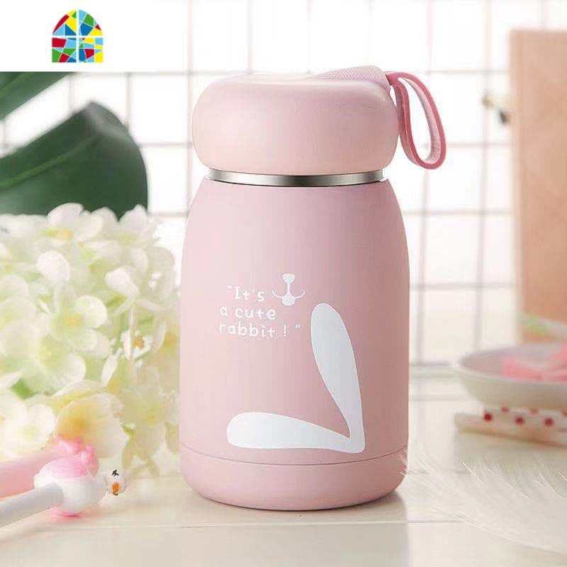 儿童保温杯可爱少女学生水杯真空不锈钢便携大肚杯子个性创意潮流 FENGHOU (魔法兔)淡青色图片