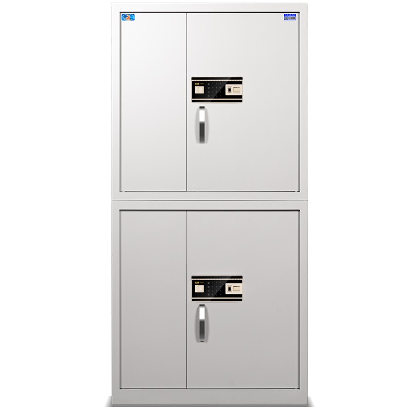 虎牌电子保密柜指纹密码锁双节保险柜办公用文件柜灰色参数